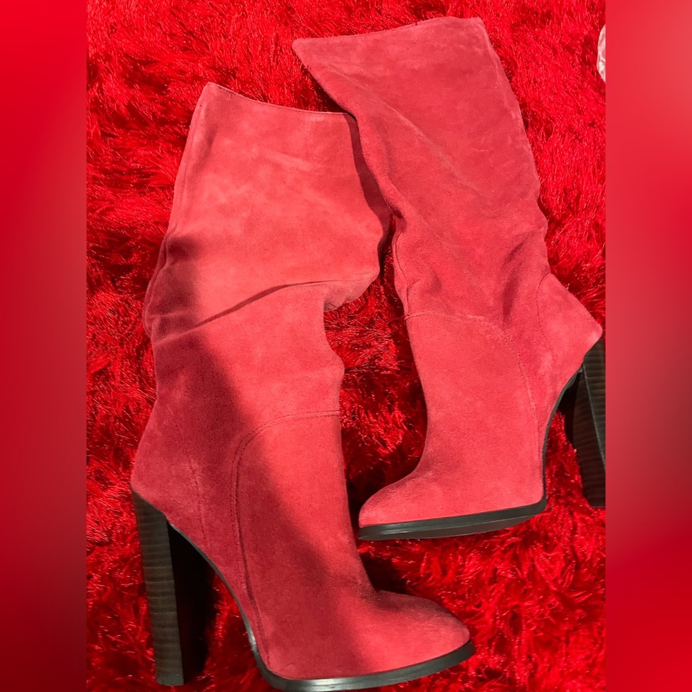 Red slouch boots